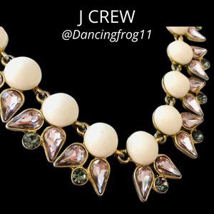 J. Crew Pink Crystal Cream Bauble Necklace